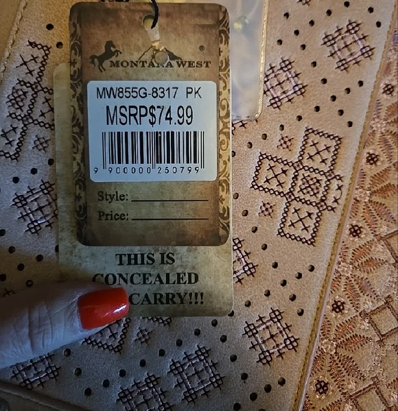 Montana West Blush Pink Embroidered Concealed Carry with Rhinestone Studs - Picture 12 of 14